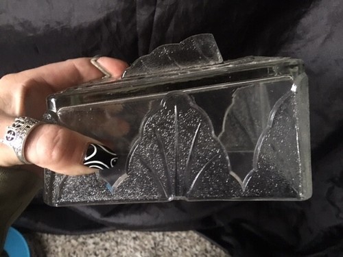 Art Deco Glass Cheese Platter Dish & lid By Sherdley Glassworks Large Heavy 1920 - Picture 7 of 21