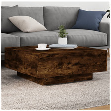 Image of Coffee Table Smoked Oak 80x80x31 cm Engineered Wood Modern Square Low Profile UK