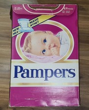 Vintage 80s PAMPERS 48 MAXI PLASTIC diapers 18-33 lbs/8-15 kgs UNOPENED NEW