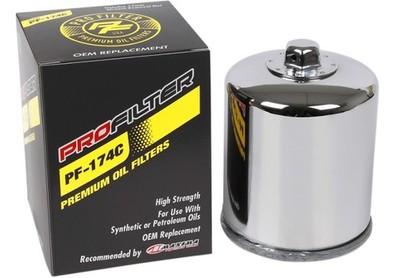 Maxima Premium Oil Filter - Chrome Motorcycle ATV/UTV Street Bike Dirt PF-174C
