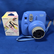 Fujifilm Instax Mini 9 Instant Film Camera Cobalt Blue w/ Flash Tested Working