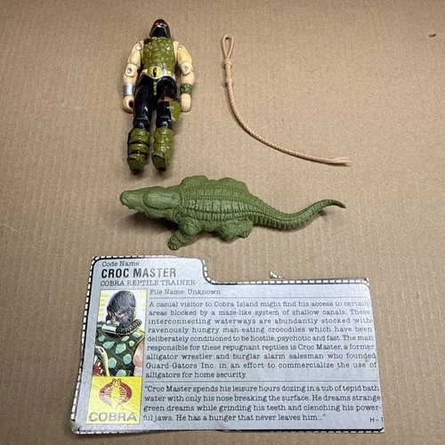 1987 GI Joe CROC MASTER  w/ Card and CROC AND WHIP - No Hose - No Leash/Collar