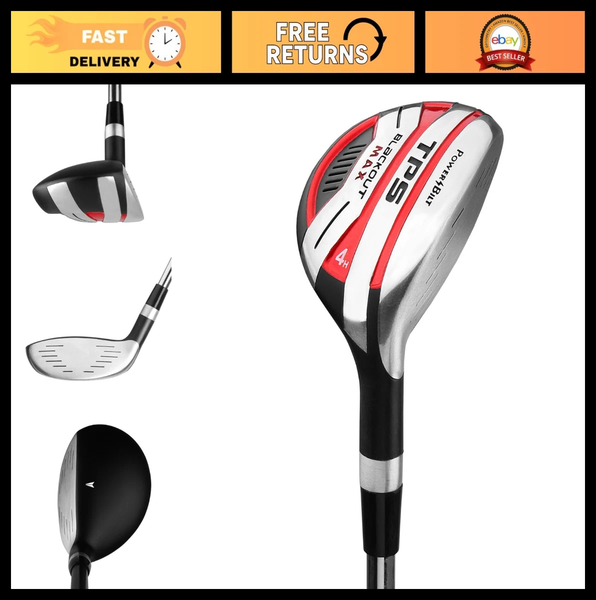 Men's Right-Handed Hybrid Golf Clubs Set - 3/4/5 Black/Red, Max