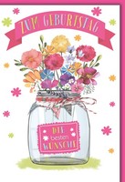 Geburtstag GlüCkwunschkarte Mit Briefumschlag Gezeichnet Blumen Im Glas
