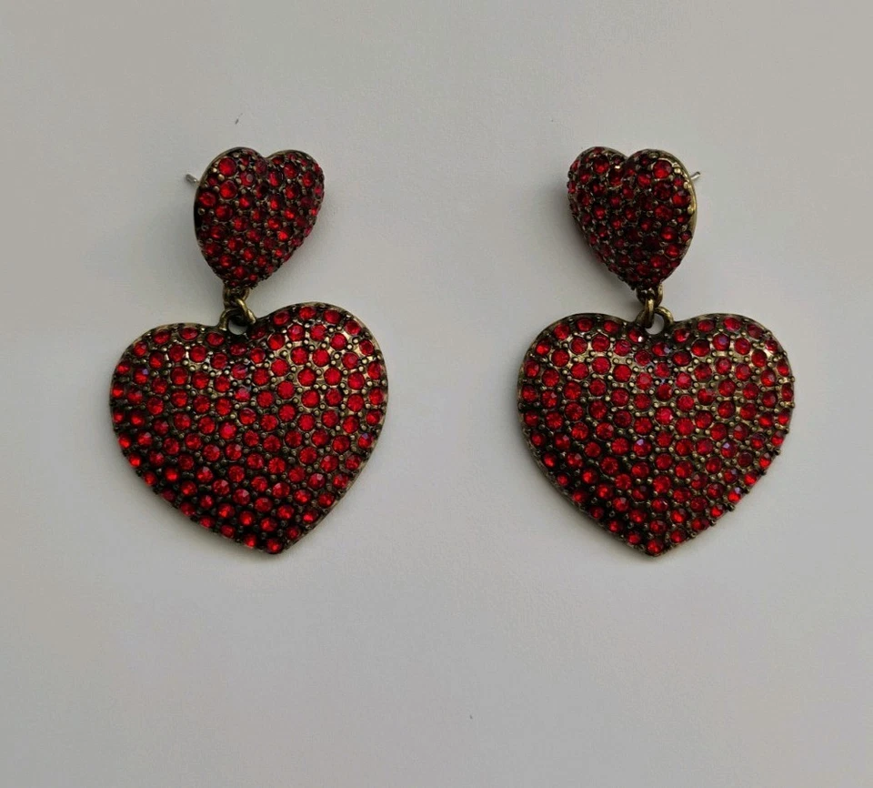 Pendientes de cristal rojo en forma de corazón Heidi Daus nuevos sin etiquetas Foto 2 de 4