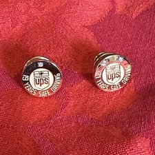 VTG UPS Safe Driving Award Pins Lot – 19 Yr & 21 Yr Gold Tone w/ Stones 10k 1/10