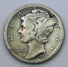 1924 D Mercury Dime 90% Silver Denver Mint USA Coin