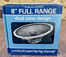 Realistic 8” Full Range Dual Cone Design Vintage Speakers 15 Watt 40-1272 C