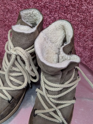 Isabel Marant Shearling Nowles Wedge Ankle Boots Sneakers Grey Brown Size 40 - Picture 10 of 12