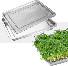 Square Stainless Steel Seed Sprouting Tray Kit for Microgreens and Sprouts