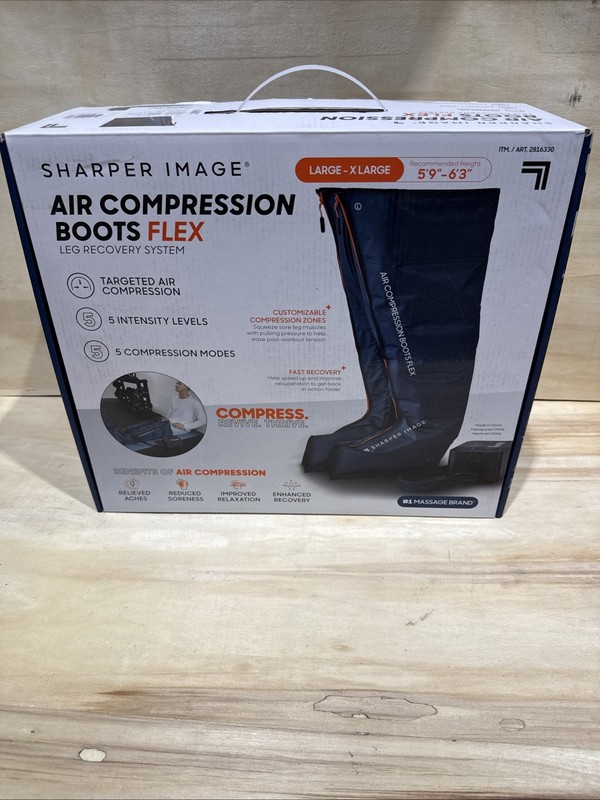 Sharper Image PowerBoost Air Compression Boots Leg Massager Large-XL