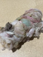 Hand-Dyed Wool Roving Fiber 4.5oz – Pastel Blend & Texture Detail
