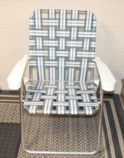 Vintage Styling Webbed Aluminum Folding Lawn Patio Chair With Cup Holders