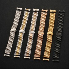 12mm-22mm Watch Strap Metal Band Link Bracelet Flat Curved Ends Stainless Steel