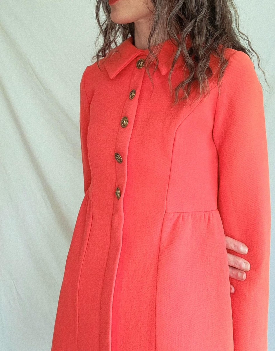 Vintage 1960s Mod Orange Wool Mini Shift Dress: 60s Space Age