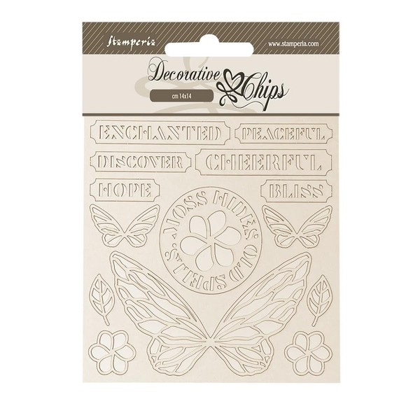 Stamperia Decorative Chips Whispering Woods, Schmetterling, Lasergeschnitten-image