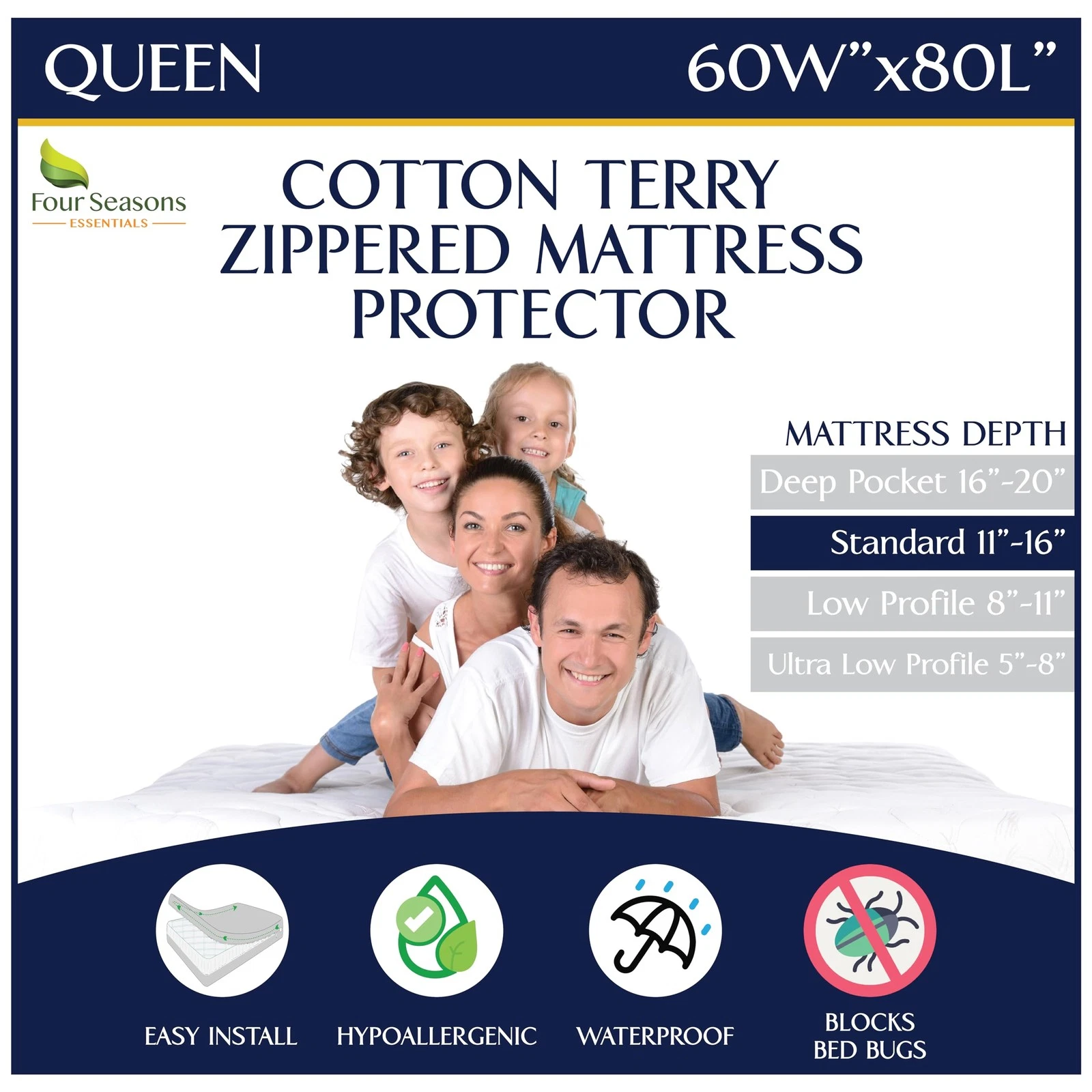 Zippered Waterproof Mattress Encasements - Hypoallergenic Mattress Protector ...