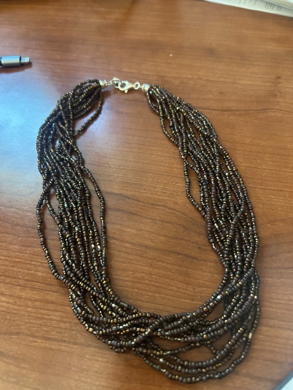 Silpada Sterling Silver 12 Strand Brown/Bronze Seed Bead Necklace N1815 (287a)