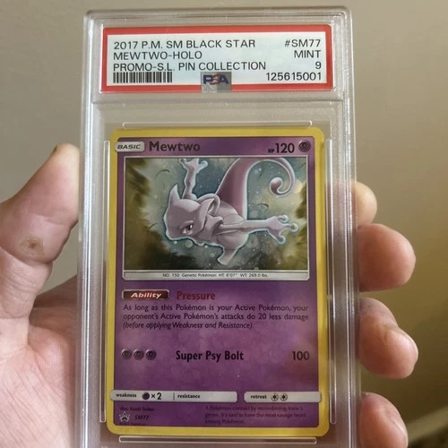 Pokémon Mewtwo TCG SM77 Black Star Promo Holo Card 2017 PSA 9