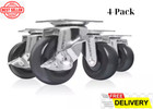 2 in Swivel Caster Wheels 2-with Brakes, 2-Without, Rubber Plate Casters, 4-Pack