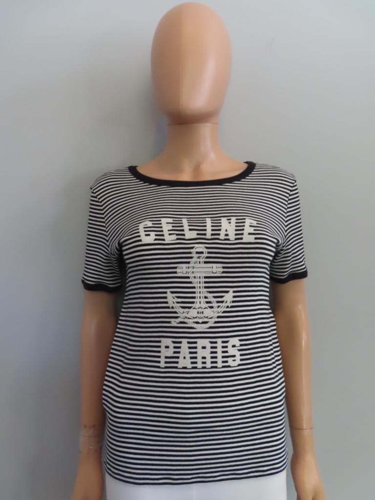 CELINE Black/White Striped 70's Anchor Ringer T-Shirt Size CELINE Black/White Striped 70's Anchor Ringer T-Shirt Size