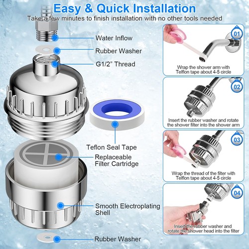 20 Stage Shower Head Filter Purifier with Vitamin C for Hard Water G1/2” Thread - Picture 8 of 17
