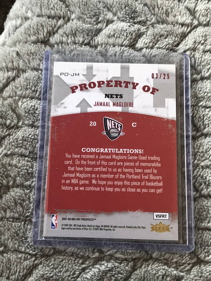 2007-08 Fleer Hot Prospects Property of Nets #JM Jamaal Magloire Jersey /25 A07 - Image 2 of 3