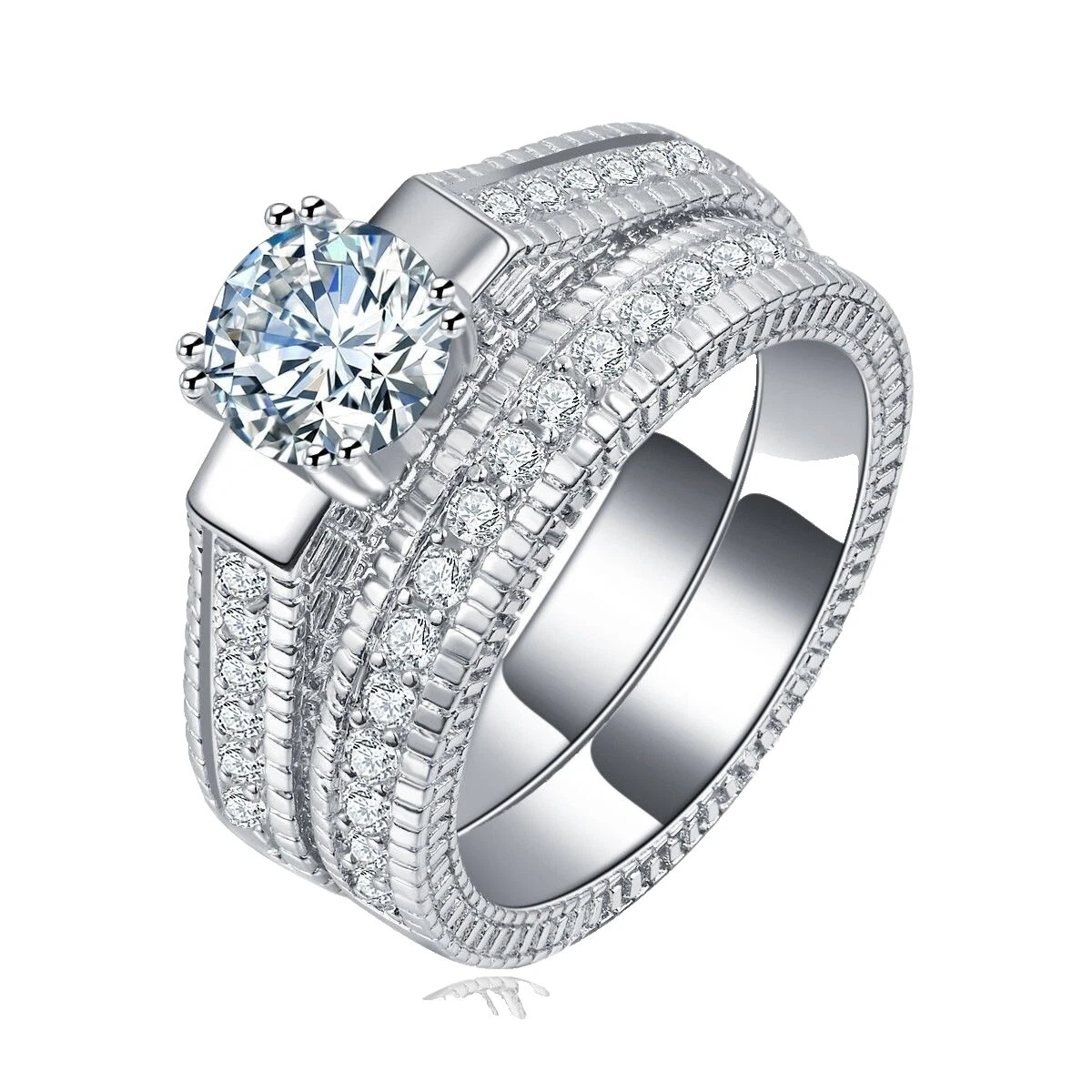 White Gold Filled Fashion Ring Size 8