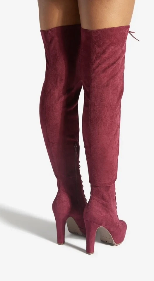 Remi by SHOEDAZZLE, cordobés imitación gamuza corsé Dominatrix botas de plataforma talla 8,5 Foto 3 de 4