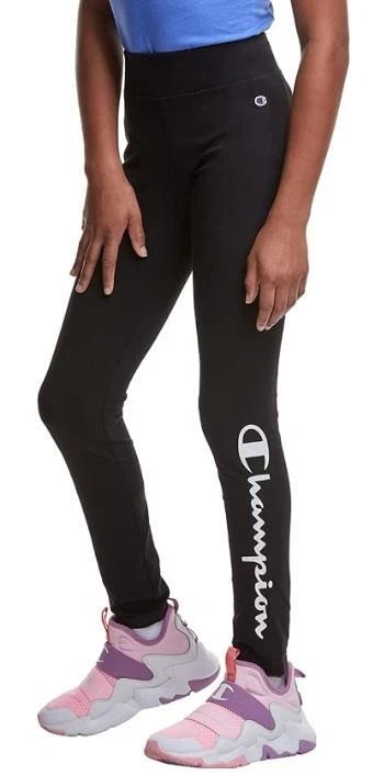 Girls Champion Cotton Leggings with Script Logo Size Small 6 6X