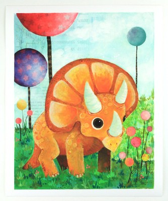 Brontosaurus Dinosaur Art Print Watercolor Painting For Kids Children Nursery