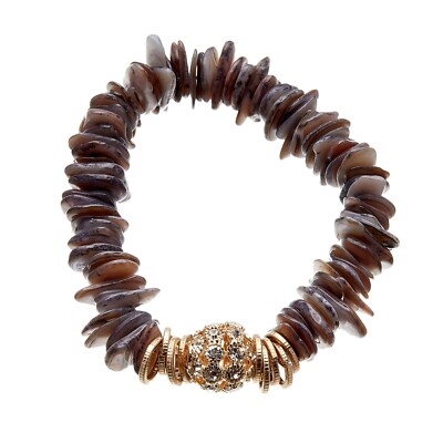 Stretch Armband mit grauem Achat und klaren Kristallen - Jala by Bello London