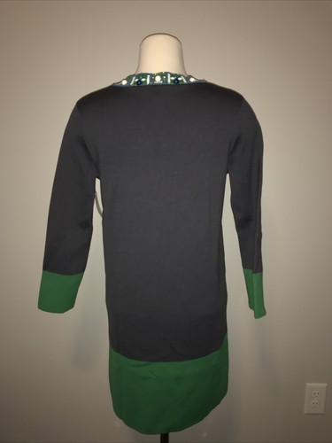 BCBG Max Azria Green and Blue Color Block Dress With Bead Accents, Size Small - Picture 3 of 7