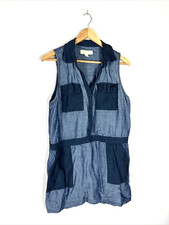 Michael Kors Blue Chambray Linen Blend Dress, Size 8