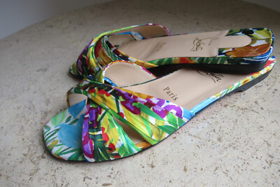 春夏*CHRISTIAN LOUBOUTIN*フラワーサンダル Nicol Is Back 85mm AUTH CHRISTIAN FLORAL SATIN NICOL IS BACK MULTCOLOR SANDAL