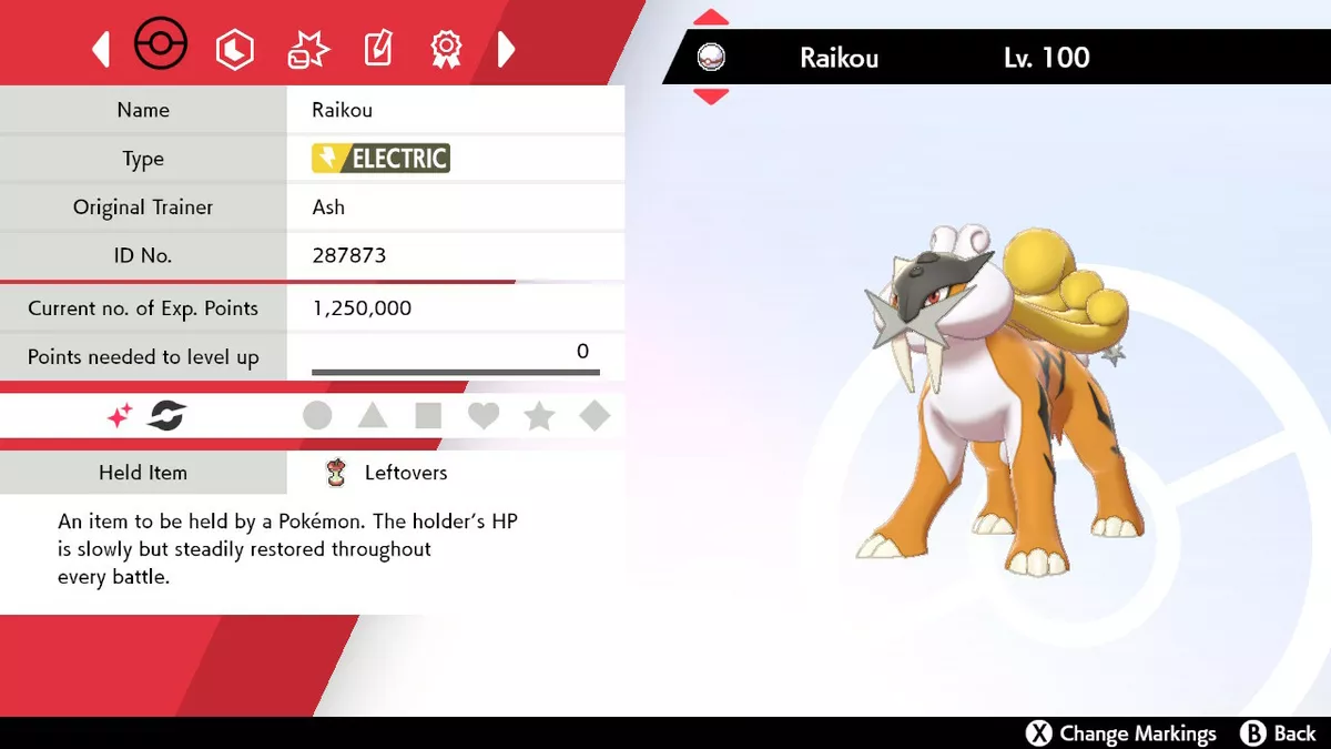 Pokemon Brilliant Diamond and Shining Pearl Raikou 6IV-EV Trained