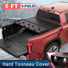 5FT 3-Fold Hard Truck Bed Tonneau Cover For 24-25 Toyota Tacoma Fleetside On Top