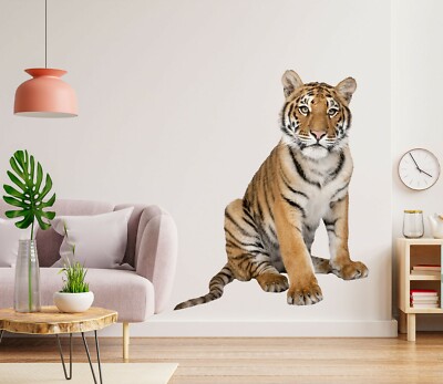 3D Netter Tiger H318 Tier Wallpaper Wandbild Poster Wandaufkleber Abziehbild Hon
