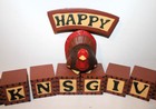 Vtg MIDWEST Imports HAPPY THANKSGIVING Wooden BLOCKS w/Turkey HOLIDAY DECORATION — photo 8