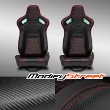 Noen Racer Seriesreclinable Univeral Pvc Racing Seats Pair Blackred Noen Racer Seriesreclinable Univeral Pvc Racing Seats Pair Blackred