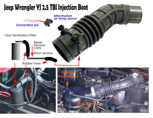 Tbi 2.5 Air intake Boot Upgrade. Fits Jeep Wrangler Yj 87-90. Not Oem
