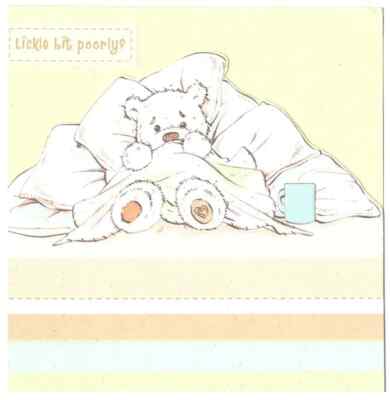 Get Well Karte für alle. Leckgebiss schlecht. Aus der Lickle Ted Serie. Süße Karte.