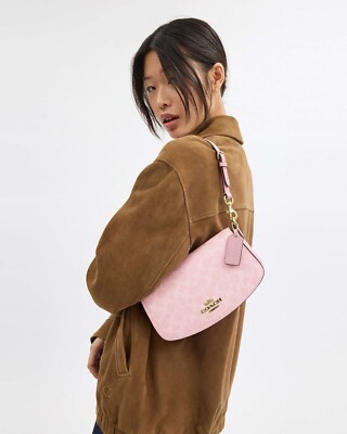 NWT Coach Andrea Shoulder Bag In Signature Canvas CV973 Powder