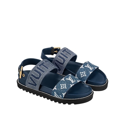Louis Vuitton Thong Sandals Logo Dark Blue Leather 8.5 LV or 9.5 US or 42.5 EUR Louis Vuitton Blue Damier Rubber and Leather Thong Sandals  main image 3