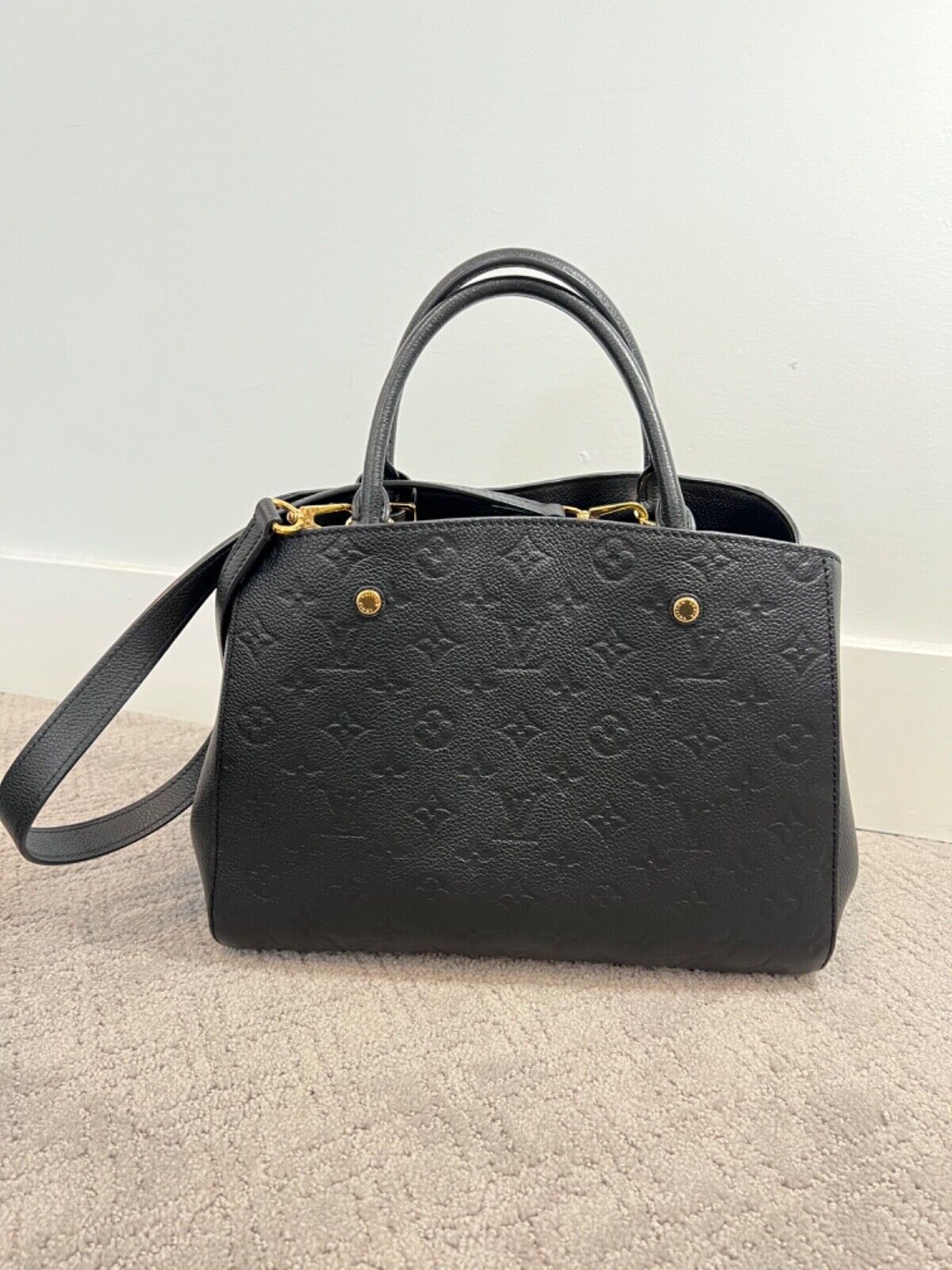 Louis Vuitton black leather designer handbag - image 4