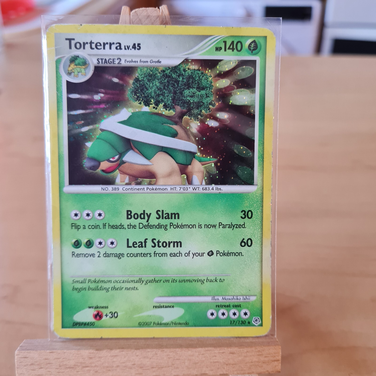 Pokemon - Torterra  17/130 - Holo Diamond & Pearl base set - Sleeve/Top loader