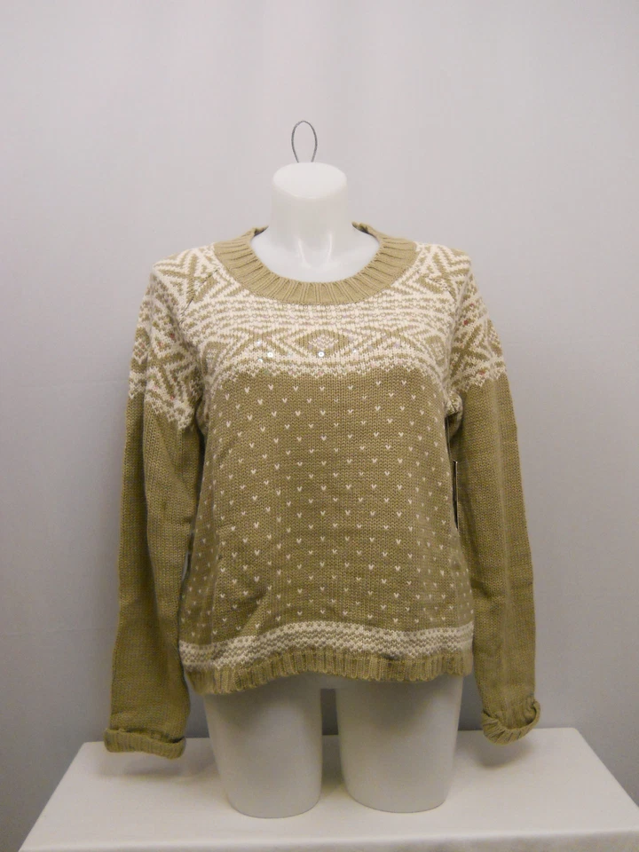 Suéter Grueso Debbie Morgan Damas Mujeres Manga Larga Lentejuelas Tostado Talla XL Foto 4 de 4