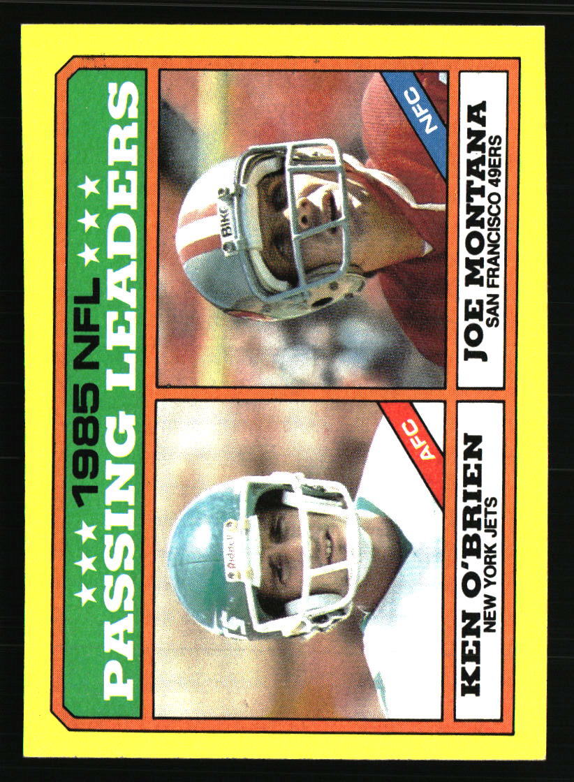 Ken O'Brien / Joe Montana 1986 Topps #225a FOOTBALL Card