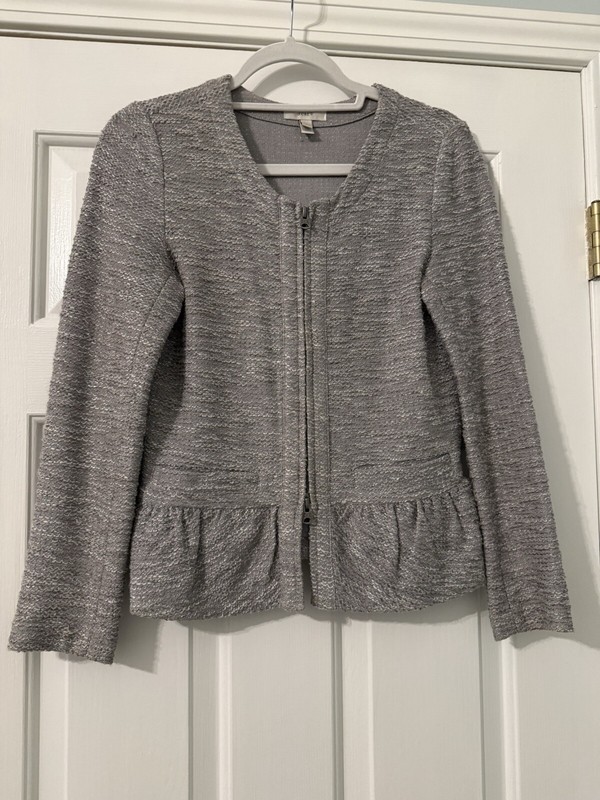 JCrew Grey Peplum Boucle Jacket