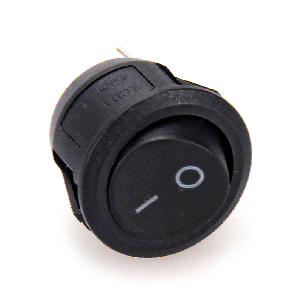 2x Small Black Round Rocker On Off Switch I/O Mini 12V DC SPST Circular ...
